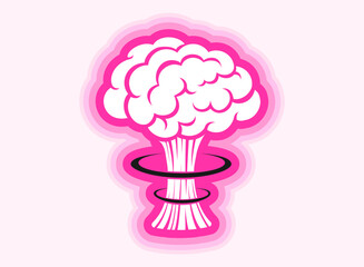 vector vintage sticker with atomic bomb explosion in pink color. pacific vintage military poster wit