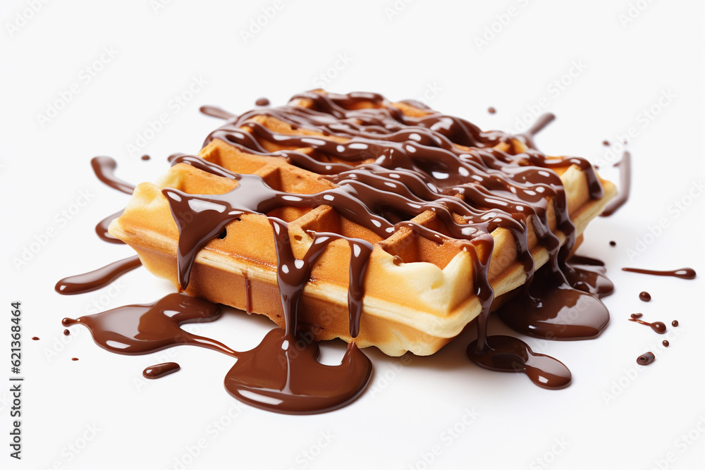 waffles with chocolate isolated on a white background. delicious food ...
