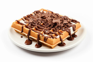 waffles with chocolate isolated on a white background. delicious food dessert