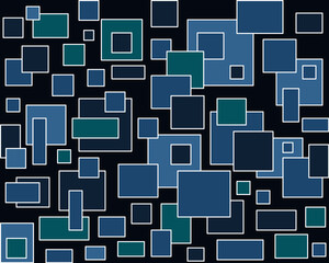 Wall Mural - Blue geometric background with squares and rectangles, abstract illustration