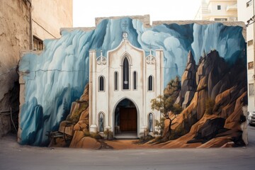 Wall Mural - Church streetart