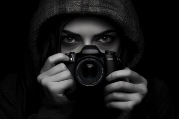 World photography day. Photo, its history and photographers. Technology, hobby and work. Creativity and beautiful picture made by photo camera. Equipment for paparazzi.