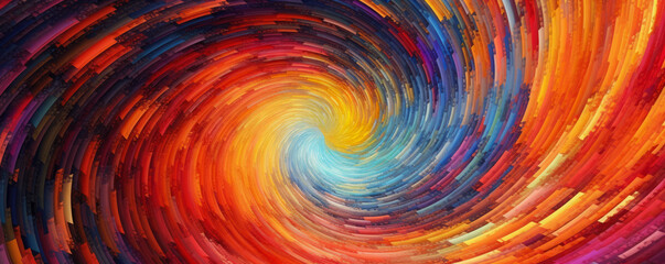 abstract background with a swirling vortex of colors and shapes, symbolizing innovation, transformat
