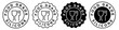 © Krupal - Food grade silicone icon set collection vector sign symbol in badge style emblem for web app ui use. Circular shape  FDA approved silicon stamp seal outlined. Baby child safe toy products.