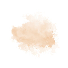 Peach watercolor splash on white background. Vector beige watercolour texture. Ink paint  stain. Watercolor pastel splash. Peach water color splatter on light background