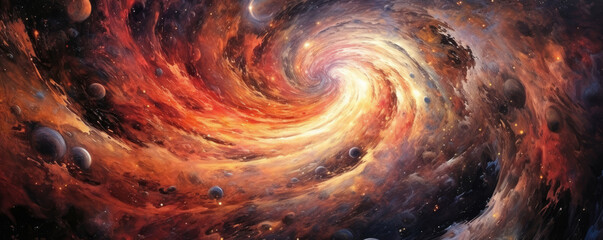 Wall Mural - symphony of swirling galaxies and cosmic dust, evoking a sense of awe and wonder in the vastness of space panorama