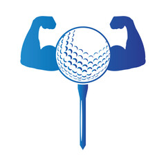 golf ball and body biceps vector illustration