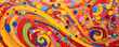 © aicandy - whimsical abstract background with playful swirls and loops in vibrant primary colors, evoking a sense of joy and childlike wonder panorama
