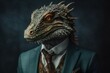 © top images - Anthropomorphic dragon dressed in a suit like a businessman. Business Concept. AI generated, human enhanced.