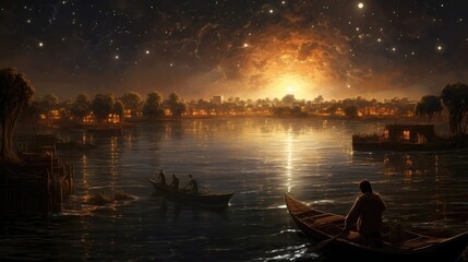 Celestial constellations, meticulously observed by keen-eyed astronomers, guide sailors through the vast expanses of the Nile's reflection. Generative AI