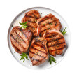 Plate of Grilled Pork Chops Isolated on a Transparent Background