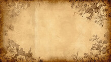 Vintage Paper Texture Background With Floral Border And Scroll Banner
Ai Generative
