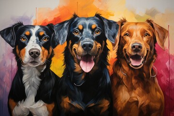 Wall Mural - perros vibrant oil painting showcasing perros in a bold and energetic  Generative AI Digital Illustration