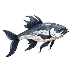 Wall Mural - Graceful Aquatic Creature: Stunning 2D Illustration of a Fish Featherfin Catfish
