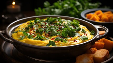 Wall Mural - A bowl of creamy and nutritious sweet potato and lentil soup