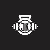 Fototapeta  - Initial JK logo design ideas with simple dumbbell and kettlebell icon