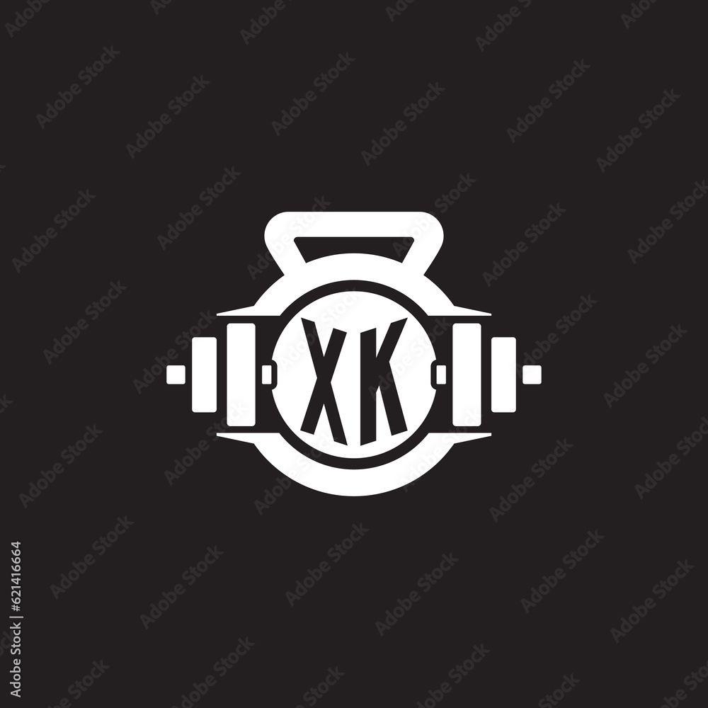 Initial XK logo design ideas with simple dumbbell and kettlebell icon ...