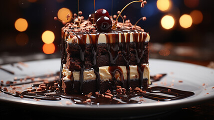 Poster - chocolate cake with chocolate  HD 8K wallpaper Stock Photographic Image