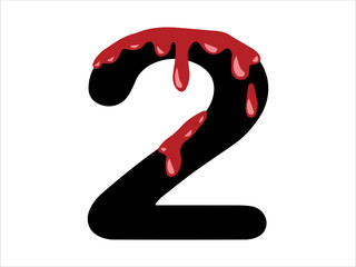 Alphabet Number 2 with Blood Illustration