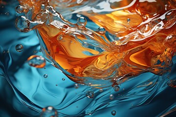 Wall Mural - blue and orange liquid splash, generative ai