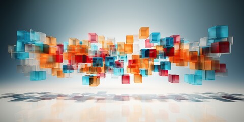 Poster - floating abstract cubes background, generative ai