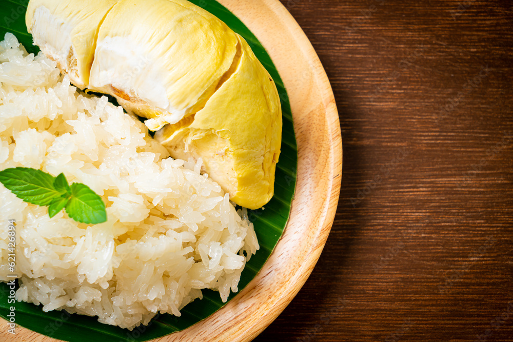Duriani Rice Durian sticky rice on plate Stock Photo | Adobe Stock