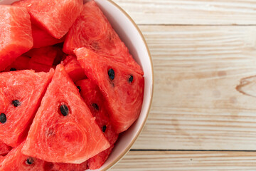 Poster - fresh watermelon sliced  in  bowl