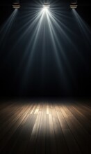 Empty Dark Stage With Spotlight Ad Wooden Floor