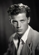 © Ricky - vintage young rebel actor headshot from golden age of cinema, black and white photo made with generative ai