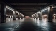 Interior shot of an empty underground parking garage