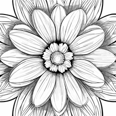 Wall Mural - Coloring page with magnolia and leaves. Vector page for coloring. Flower Colouring page. Outline magnolia . Black and white page for coloring book. Anti-stress coloring. Line art flowers