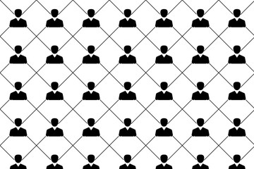 Pattern with black line and people icon. Isolated vector illustration EPS 10 file.