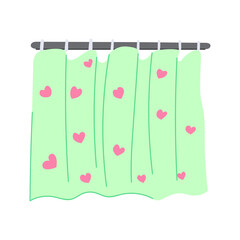 Sticker - textile shower curtain cartoon. clear classic, mockup drapery, hanging light textile shower curtain sign. isolated symbol vector illustration