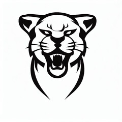 Wall Mural - cougar white and black digital art logo.