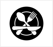 Stencil Fork Spoon Knife Icon Isolated Food Clipart Vector Stock Illustration EPS 10