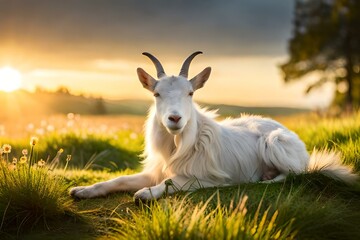 Wall Mural - goat on the meadow