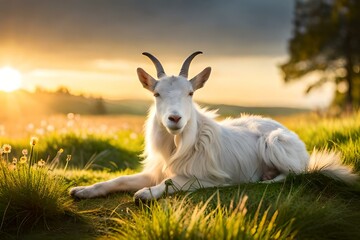 Poster - goat on the meadow