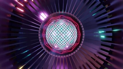 Wall Mural - abstract background 3d animation shiny futuristic composition made of geometric elements transforms 