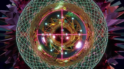 Wall Mural - abstract background 3d animation shiny futuristic composition made of geometric elements transforms 