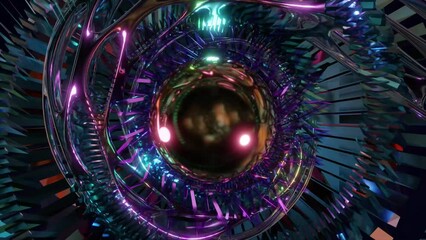 Wall Mural - abstract background 3d animation shiny futuristic composition made of geometric elements transforms 