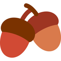 two acorns flat icon minimalism for decoration, website, web, mobile app, printing, banner, logo, poster design, etc.