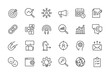 SEO marketing for Business management related icon set - Editable stroke, Pixel perfect at 64x64