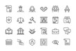 Law, Judgement, Lawsuit and Criminal investigation related icon set - Editable stroke, Pixel perfect at 64x64