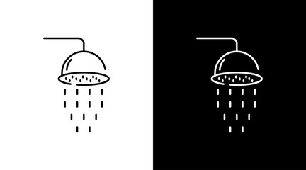 Poster - Shower Head Bathroom Outline Icon Design Black and white