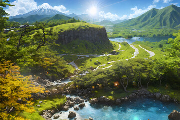 Shiny sunlight in summer. Generative AI.