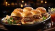  a plate of pulled pork sliders with cole slaw.  generative ai