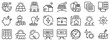 Line icons about solar energy on transparent background with editable stroke.