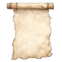 Old paper parchment scrolls. Old paper isolated on transparent background