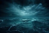 Fototapeta Londyn - horror black blue sky, sea haunted cloud, scary ocean, depression background, mystery gloomy dark theme, blur texture, generative ai