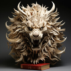 Wall Mural - occult book Necronomicon werewolf guardian - by generative ai